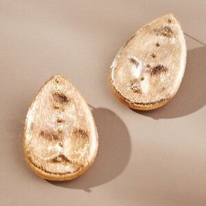 NWT ANTHROPOLOGIE TEARDROP STUD GOLD EARRINGS